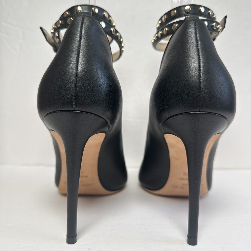 Jimmy Choo Lark 100 Studded Black Bootie Leather Heels Size 39.5 - Picture 12 of 15